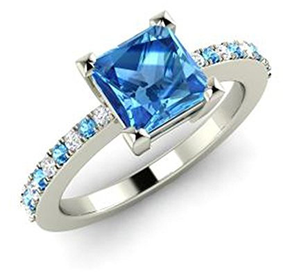 RS Jewels Damen - FASHIONRING 925 Sterling-Silber Sterling-Silber 925 London Blue Topaz Oxyde de Zirconium