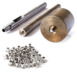 Kit de herramienta para ojales, 100 piezas de 2 mm, para ropa, artesanías en cuero y manualidades, con troqueladora y sacabocados de Wedding Decor, Plateado, 2 mm