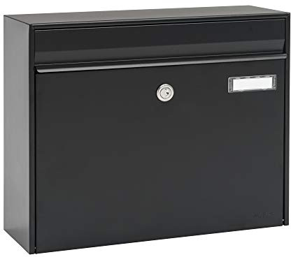 MEFA 101190DE Briefkasten Vals 101 (mit Namensschild, Postkasten mit Schloss, Größe 310x385x137 mm) schwarz