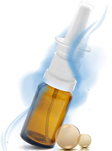 Leere Braunglas Nasenspray-Flasche 10ml mit Fingerzerstäuber, Kosmetex Nasenzerstäuber Vaporizer Nasensprühflasche, 1x 10 ml Braunglas