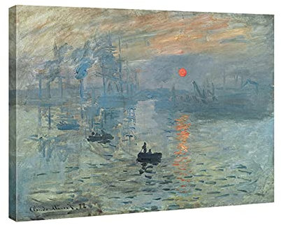 Wieco Art Giclée-Leinwanddruck, Sonnenaufgang von Claude Monet, Öl-Gemälde-Reproduktion, canvas, 24x20inch (60x50cm)