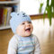 Strickpaket zum selberstricken - DIY Bärchen Mütze Teddy grau von Myoma - DIY Paket zum Stricken für Kinder (3-12 Monate) - Strick Set enthält Merinowolle in grau + Strickanleitung