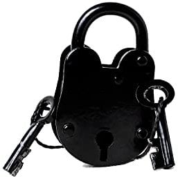 Jailer Lock with Keys/Medieval/Antique Lock/Vintage Lock/Vintage Padlock, Antique Padlock, Handmade Cast Iron, Decorative Padlock Comes with Two Keys. Natural Black Finish (2.5 Inches)