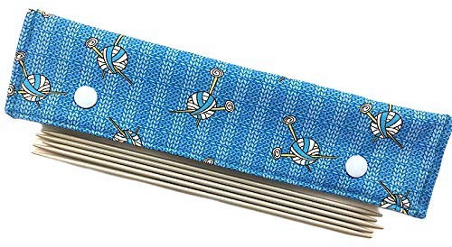 Nadelgarage/Needle Safe/Nadeltasche - für Nadelspiel 20cm - Strickoptik & Wolle - blau