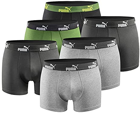 PUMA Herren Boxershorts 6er Pack Statement Green-Darkgrey-Black New XL