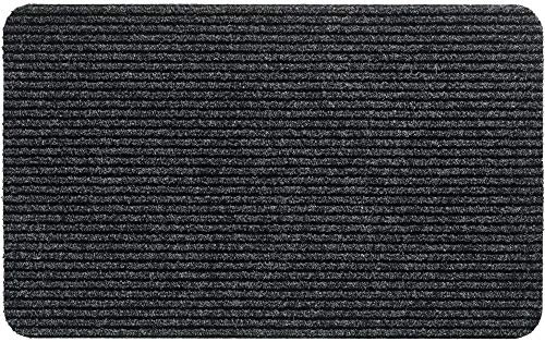 Nadelfilz Fußmatte als Schmutzfangmatte Dunkel-grau - Innen Fußabtreter als Sauberlaufmatte 40x60 cm - Rips-Matte als rutschfester Fussabstreifer für Eingangsbereich, Haustür, Flur