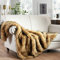 Luxury Plush Faux Fur Throw Blanket Golden Yellow with Black Tipped Blanket, Super Warm Fuzzy Elegant Fluffy Decoration Blanket for Sofa, Armchair, Couch and Bed,125 x 150cm