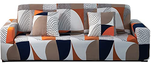 ARNTY Sofabezüge, Moderne Elastischer Sofabezug Stretch 1/2/3/4 Sitzer Couchbezug Antirutsch Blumendruck Sofahusse für Couch Möbelschutz(Bunt-Geometrisches Muster, 1 Sitzer Sofabezüge:90-140cm)