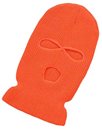 FAMKIT 3-Loch Gestrickte Vollgesichtsabdeckung Winter Sturmhaube Winddicht Warm Knit Full Face Hat Rot für Skifahren Radfahren