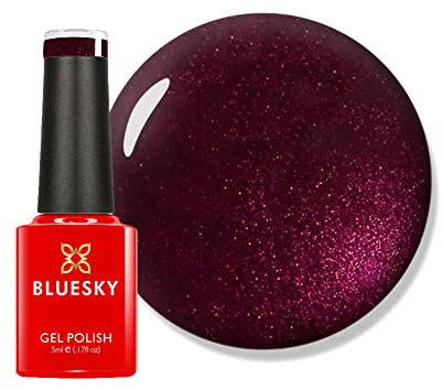 Bluesky Gel Nail Polish, Dark Lava - 80537, Dark Red/Brown, Shimmer, Long Lasting, Chip Resistant, 5ml (Requires Drying Under UV LED Lamp)