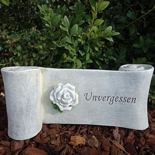 Trauer-Shop Grabschmuck Schriftrolle Unvergessen mit Rosenblüte.