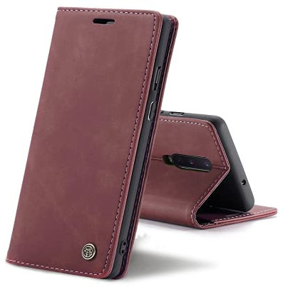 Chocoyi Kompatibel mit OnePlus 8 Pro Hülle Leder,Magnetverschluss Premium PU Leder Flip Case,Standfunktion.-rot
