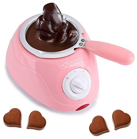 Mini kit eléctrico de fabricación de caramelos de chocolate con olla de fusión de chocolate con juego de moldes de bricolaje para hacer queso de mantequilla de caramelo hecho en casa(Rosa)