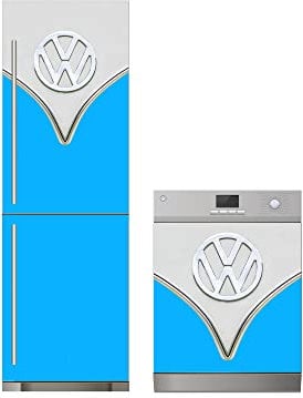 Oedim Pack Vinilo para Frigorífico + Vinilo para Lavavajillas Furgo Azul, 60x200cm + 70x80cm, Adhesivo Resistente y Económico, Pegatina Adhesiva Decorativa de Diseño Elegante