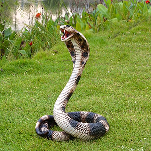 Vinbcorw Schlange Kobra Cobra Statue Skulptur,Gartendeko Schlange Figuren,Realistische Schlange aus Harz Ornament, Wetterfest Kreativ deko für Draußen Garten Balkon Veranda Wohnzimmer,Braun