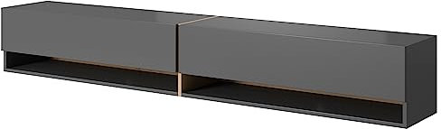 Selsey Mobile TV Sospeso Con 2 Ante 2 Cassetti Mobile Porta TV Per Soggiorno Camera Da Letto 200 cm Grafite Con Inserto Rovere Artisan Mirrgo
