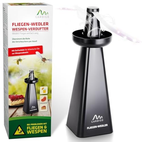 Gardigo Ventilador Repelente Mosquitos con Bandeja Repelente de Avispas | Ventilador Fly Spinner Ahuyentador de Moscas, Avispas y Otros Insectos I Ventilador Antimoscas