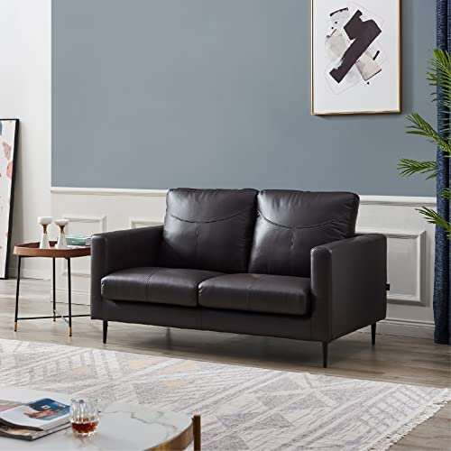 De RUCCI Ledersofa S123 Vittoria Bestes Preis-Leistungsverhältnis Echtleder im Komfortbereich (S124 Braun, 3 Sitzer)