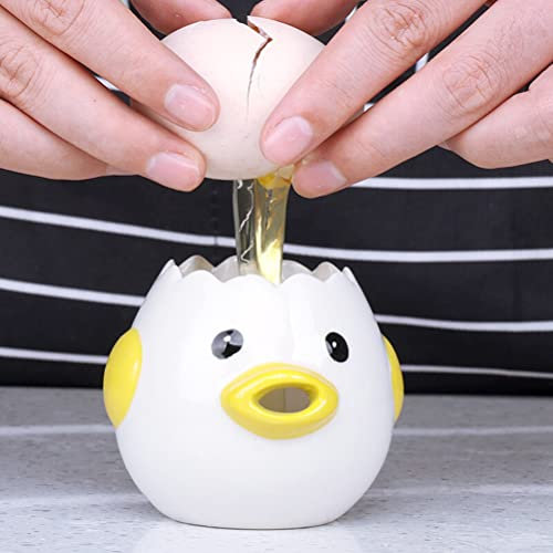 Egg Separator, Cartoon Egg Yolk White Separator Vomiting Chicken Food Grade Ceramic Cute Egg Filter Splitter Kitchen Gadgets Baking Tool (yellow)