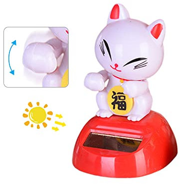 Surakey Solar Wackelfigur Katze,Solarbetriebene Solar Tanzende Spielzeug,Auto Armaturenbrett Dekoration,Solar Tanzende Puppe,Solar Wackel Figur,Wackeldackel fürs Auto Deko Innen Haus Büro