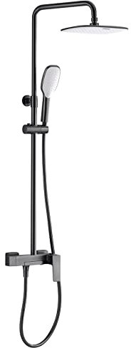 Billg Rainshower System, ABS 10 Zoll Rainshower Head, Wandmontage Messing Duschsäule Duscharmatur Set 2 Funktionen ABS Handbrause Versteckte Badewanne Wasserfall Wasserhahn