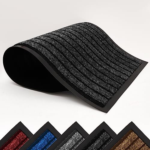 AMEHA Door Mat 60x90 Cm, Dirt Trapper for Indoor and Outdoor Door Mats Indoor, Washable Barrier Mat, Heavy Duty Non-Slip Entrance Rug, Shoes Scraper,Super Absorbent Front Door Mat Carpet,Black