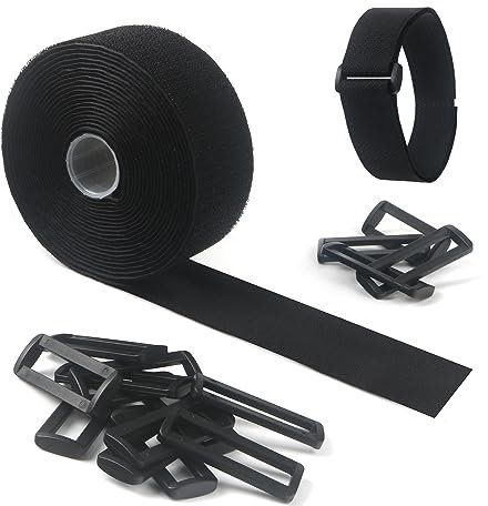 klettband, 5cmx5m kabelbinder wiederverschließbar mit 15 Schnalle, Klettverschluss der beliebig beschnitten werden kann Für kabelbinder klettverschluss rankhilfe kabelbefestigung (5cm x 5m)