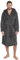 Mens Solid Dressing Gown Long Sleeve Plush Hooded Lounge Catonic Bath Robe Warm (GREY, ONE SIZE)