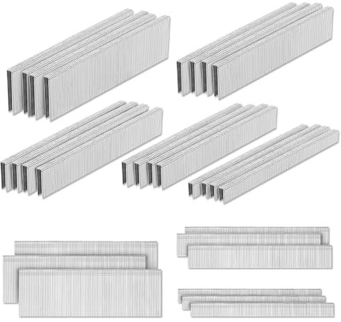 PINOZE 4200 Stück 18 Gauge 1/4 Zoll schmale Kronen Heftklammern (3,8 cm, 3,8 cm, 2,5 cm, 1,9 cm, 1,27 cm) und 18 GA Heftklammern (5,1 cm, 2,5 cm, 5/8 Zoll), robust, verzinkt Polsterklammer Für