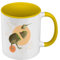 Tasse, Farbe Premium Qualität, Gelb – Kiwi Vogel Obst Collage Kunst Surrealismus Humor – Tasse mit Henkel und farbigem Innenraum