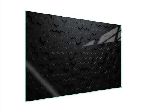 Decorwelt Glass Chopping Board, 90 x 52 cm, 1 Piece, Black, Ceramic Hob Cover, Kitchen Decorative Plate