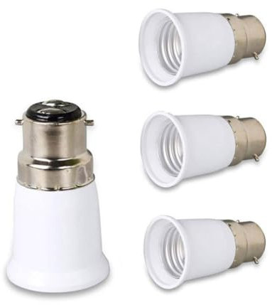Adaptateur B22 à E27, convertisseur de douille lumineux 4PCS, adaptateur de douille à vis de bulbe, barbe à lustre pour les ventilateurs de plafond, lumière pendante, lustre