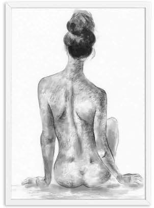 BAgLev Nackte Skizze Frau Poster und Drucke Schlafzimmer Dekoration Wandkunstdruck Moderne Sexy Weibliche Kunst Leinwand Malerei Bild (Color : A, Size : 30x40cm No Frame), BAgLev