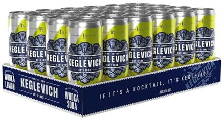 Keglevich, Vodka al limone pronta da gustare, senza aromi artificiali, 6% vol - 12 lattine da 250 ml (totale 3 litri)