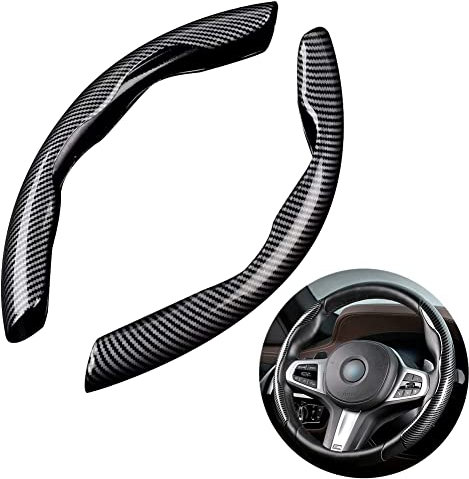 Coprivolante per auto, Coprivolante universale in Fibra di Carbonio, Misura standard universale 14 1/2-15 per Auto, Camion, SUV, Furgoni, Presa e Durata Migliorate