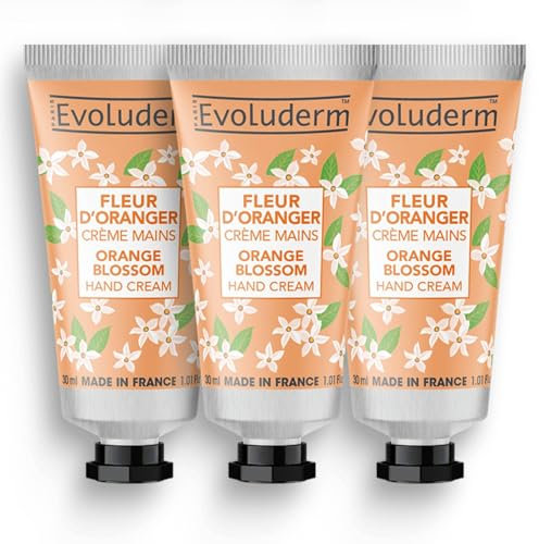 EVOLUDERM – Crème Mains Fleur D’Oranger – 30 ml – 97% d’Origine Naturelle – Végan – Fabrication Française – Lot de 3 x 30 ml
