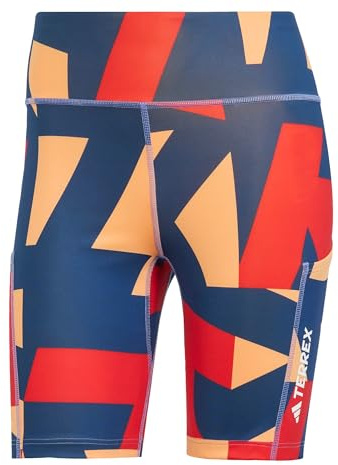 adidas Damen Terrex Multi 8inch Printed Tight Shorts, Semi Impact Orange/Pure Ruby/Pure Ruby/Semi Cobalt Blue, XS