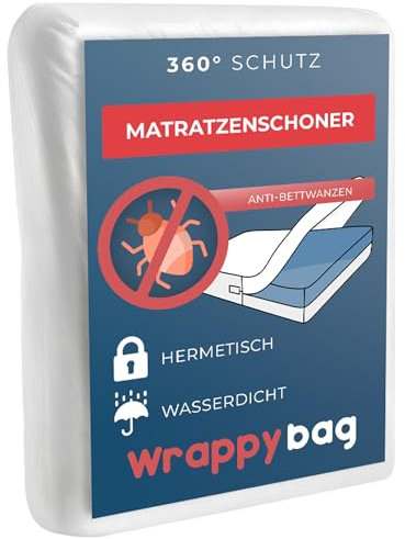 WRAPPYBAG Coprimaterasso Impermeabile Antiacaro e Cimici – Fodera per Materasso Senza Trattamenti Chimici – Per materassi 140x200 – Disponibile in 15 Dimensioni e Altezze