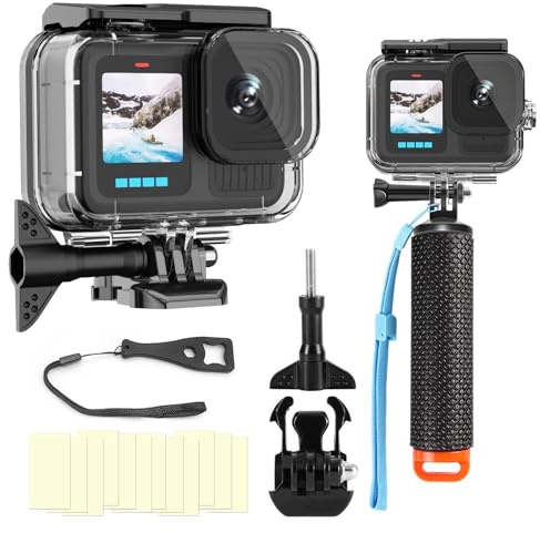 BO&DQQ Kompatibel mit Go Pro Hero 13 12 11 10 9 schwarzes, wasserdichtes Gehäuse, 60 m, schützendes Unterwasser-Tauchkoffer, Schale mit Kamera-Griffhalterung, Zubehör-Set