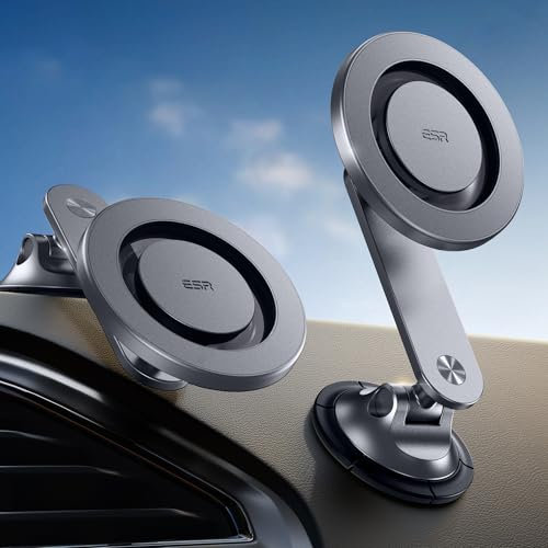 ESR MagSafe Car Mount, Dashboard Magnetic Phone Holder, 360° Rotation, Strong N52H Magnets, Compatible with iPhone 16e/16/15/14/13/12/11/X/8, Samsung Galaxy S25, Android, Grey