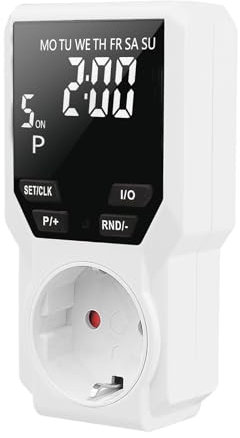Carehabi Spina Timer Bianco,Potenza Massima 16A/3680W con Protezione Tattile,per 3 Programmi di Commutazione e Timer per il Conto Alla Rovescia