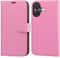 OCASE iPhone 16 Hülle Handyhülle Premium PU Leder, Kartenfach Standfunktion, RFID Schutzhülle, Klapphülle Handytasche Lederhülle Kompatibel für iPhone 16 6,1 Zoll Pink