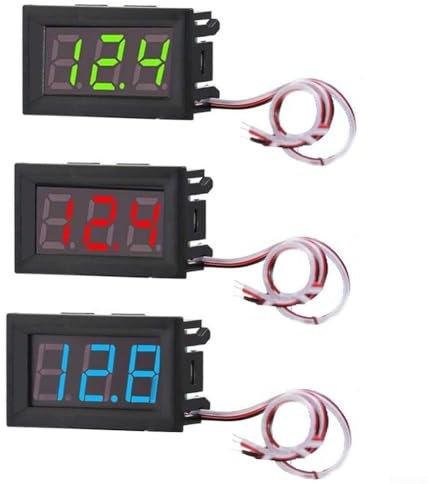 Oniissy 0.56 inch 3 Wire LED Voltmeter, DC0V-30V Anti Connection Protection,LED Display Reverse Polarity Protection and Accurate Pressure Measurement(blue)