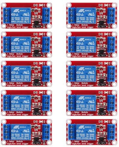 GTIWUNG 10 Piezas Módulo de Relé de 1 Canal 24V con Aislamiento Optoacoplador Relé de relé de expansión Alta y Baja con LED, 24V 1-Canal Modulo Relay Disparador de Nivel Bajo para PIC AVR DSP ARM MCU