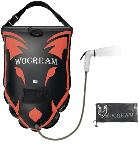 Ducha de camping al aire libre, bolsa de ducha de camping de 6,6 galones/25 l, gran flujo de agua, ducha de mano, ducha solar, bolsa de ducha de PVC, ducha portátil para camping, playa, mochilero