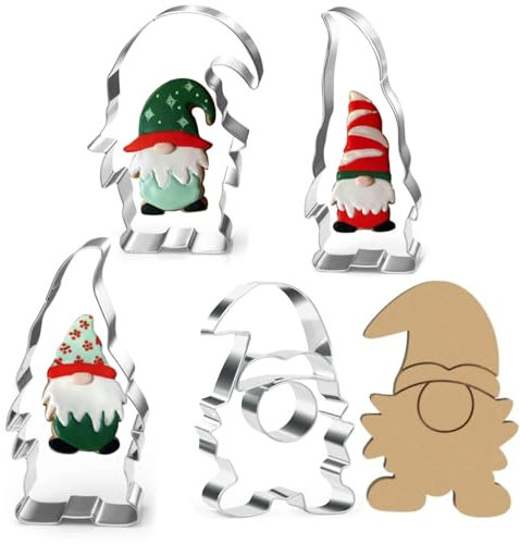 4PCS Wichtel Ausstechformen Formen, Weihnachten Ausstecher zum Backen, Edelstahl Groß Weihnachten Wichtel