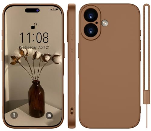 WXX für iPhone 16 Hülle Silikon Case, Handyhülle für iPhone 16 Dünn Slim mit Microfiber, Kratzfeste Rundumschutz Case Hülle für iPhone 16 6.1'' Brown