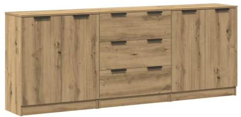 vidaXL Sideboards 3 STK. Artisan-Eiche 60x30x70 cm Holzwerkstoff, Buffetschrank, Küchenschrank, Wohnzimmerschrank, Schrank, Flurschrank