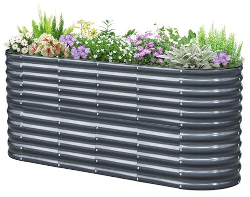 KING BIRD Hochbeet Verzinkter Stahl flanzkasten Gartenkasten 200 x 60 x 87 cm Grau Gartenbeet Frühbeet Garten für Blumen, Obst, Gemüse