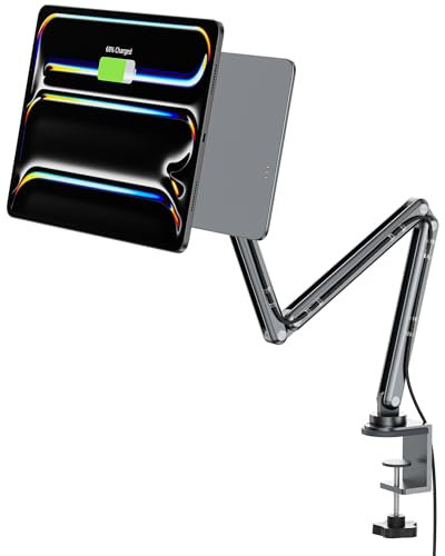 KU XIU X36 PRO MAX Magnetic Wireless Charging Stand for iPad Pro 12.9, iPad Air 13 M2/M3 Only, Aluminum Alloy Arm Mount for Desk, Foldable Adjustable Tablet Holder for iPadPro 12.9 3rd/4th/5th/6th